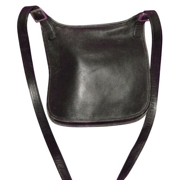 COACH 90s Vintage Black Legacy Saddle Leather Hippie Flap Crossbody Shoulder Bag - Picture 1 of 7